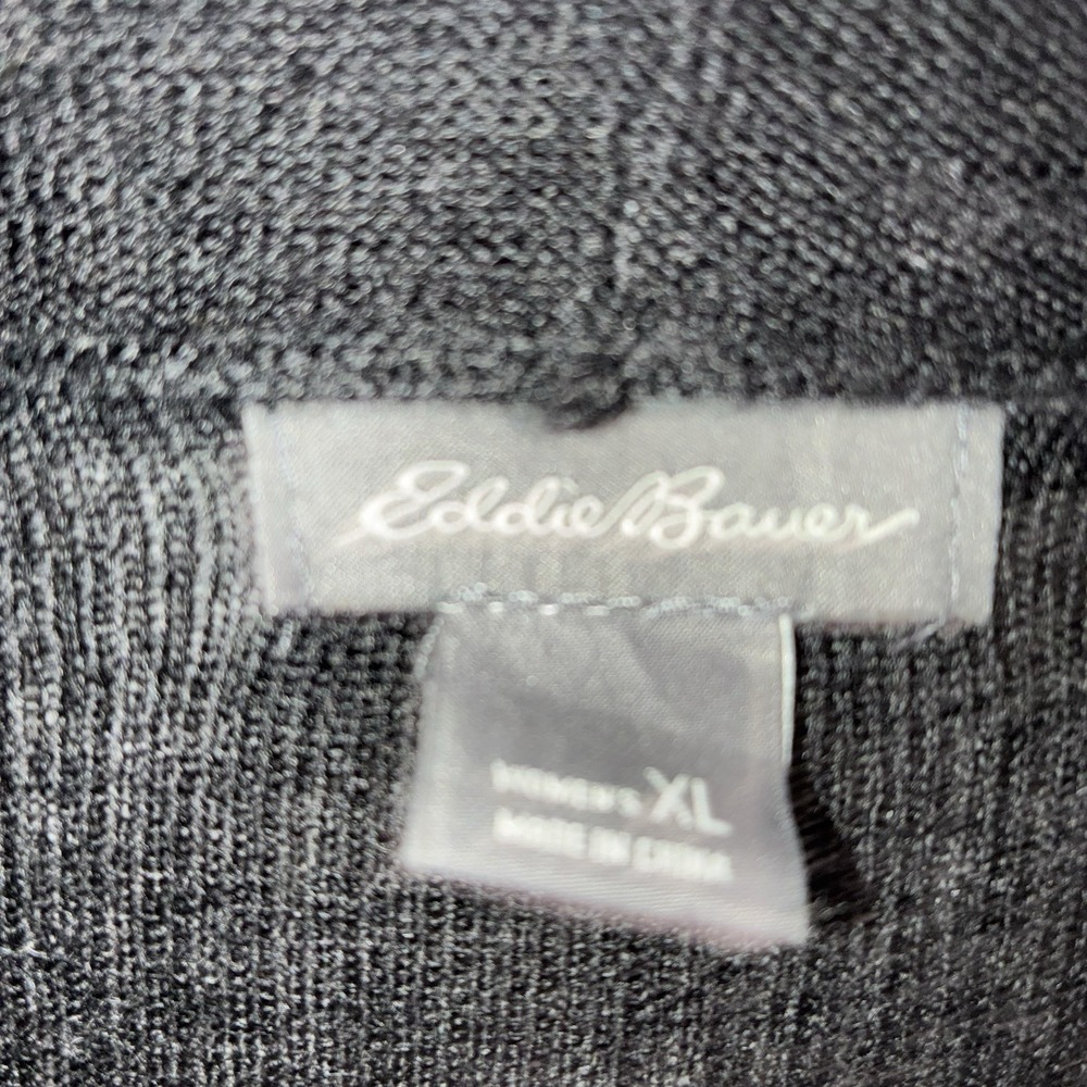 Eddie Bauer Waterfall Open Cardigan XL Black Wool Blend Lightweight Pockets - Picture 2 of 8